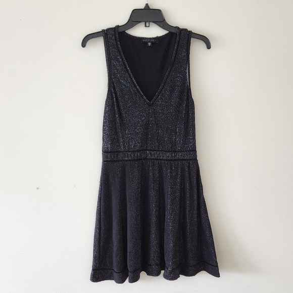 Sanctuary Dresses & Skirts - Sanctuary Dress Metallic Sparkle A-Line Sweater Dress Black Silver Medium